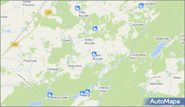 mapa Wielki Buczek gmina Lipka, Wielki Buczek gmina Lipka na mapie Targeo