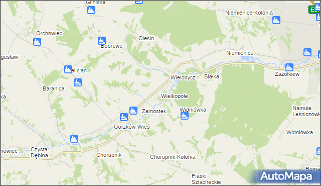 mapa Wielkopole gmina Gorzków, Wielkopole gmina Gorzków na mapie Targeo