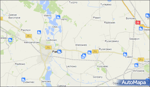 mapa Wielowieś gmina Pakość, Wielowieś gmina Pakość na mapie Targeo