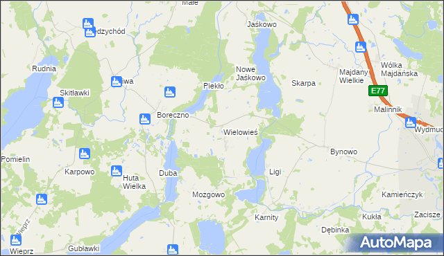 mapa Wielowieś gmina Zalewo, Wielowieś gmina Zalewo na mapie Targeo