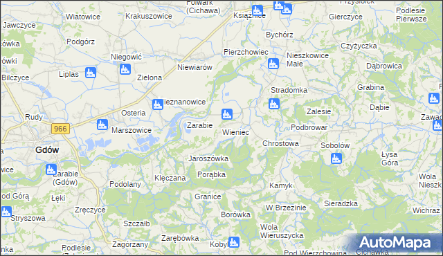 mapa Wieniec gmina Gdów, Wieniec gmina Gdów na mapie Targeo