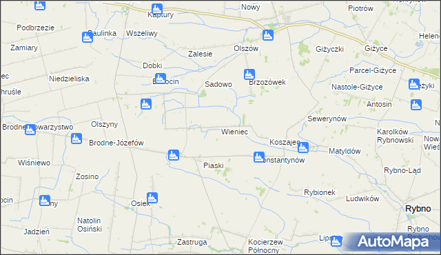 mapa Wieniec gmina Iłów, Wieniec gmina Iłów na mapie Targeo