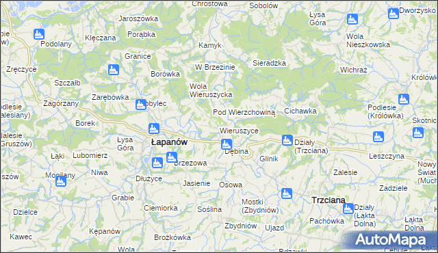 mapa Wieruszyce, Wieruszyce na mapie Targeo