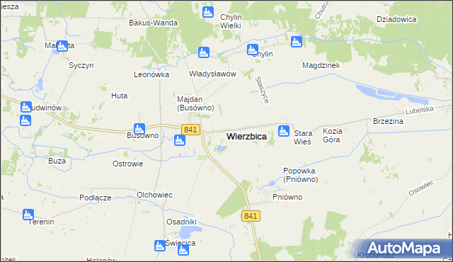 mapa Wierzbica powiat chełmski, Wierzbica powiat chełmski na mapie Targeo