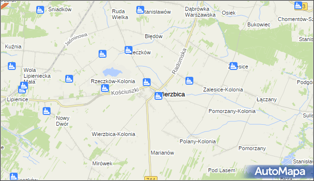 mapa Wierzbica powiat radomski, Wierzbica powiat radomski na mapie Targeo