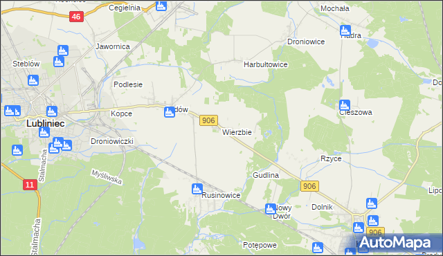 mapa Wierzbie gmina Koszęcin, Wierzbie gmina Koszęcin na mapie Targeo