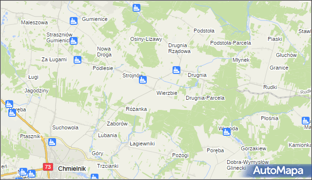 mapa Wierzbie gmina Pierzchnica, Wierzbie gmina Pierzchnica na mapie Targeo