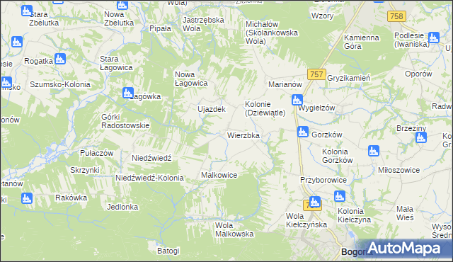 mapa Wierzbka, Wierzbka na mapie Targeo