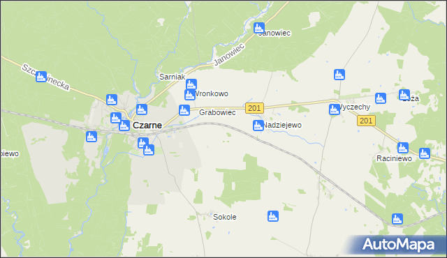 mapa Wierzbnik gmina Czarne, Wierzbnik gmina Czarne na mapie Targeo