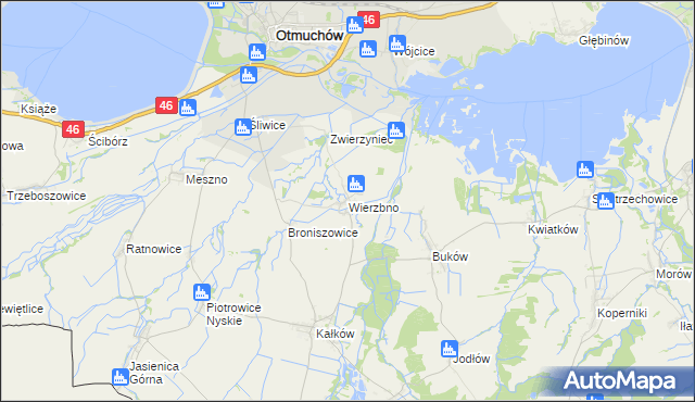 mapa Wierzbno gmina Otmuchów, Wierzbno gmina Otmuchów na mapie Targeo