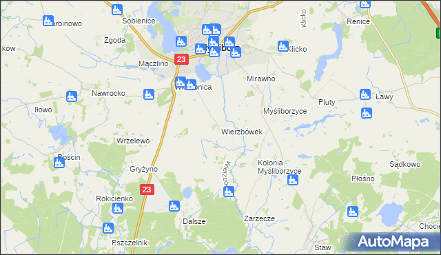 mapa Wierzbówek, Wierzbówek na mapie Targeo