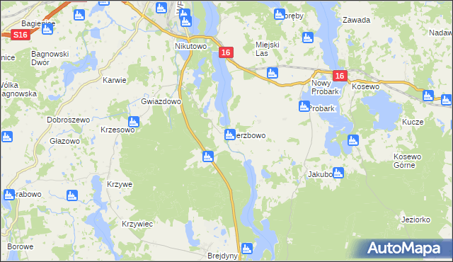 mapa Wierzbowo gmina Mrągowo, Wierzbowo gmina Mrągowo na mapie Targeo