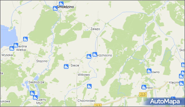 mapa Wierzchocino, Wierzchocino na mapie Targeo