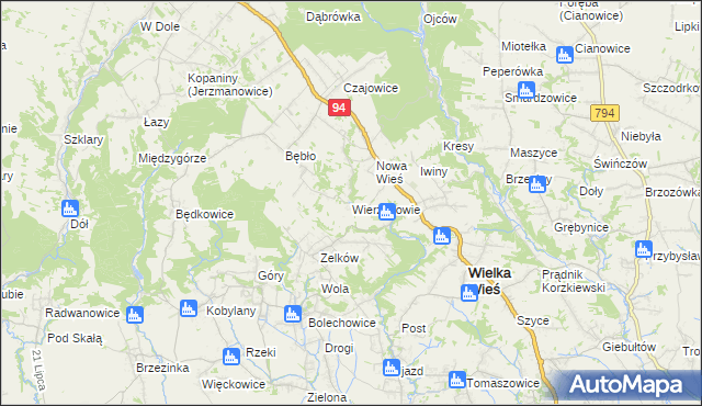 mapa Wierzchowie, Wierzchowie na mapie Targeo