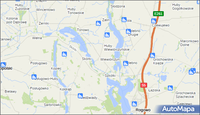 mapa Wiewiórczyn gmina Rogowo, Wiewiórczyn gmina Rogowo na mapie Targeo