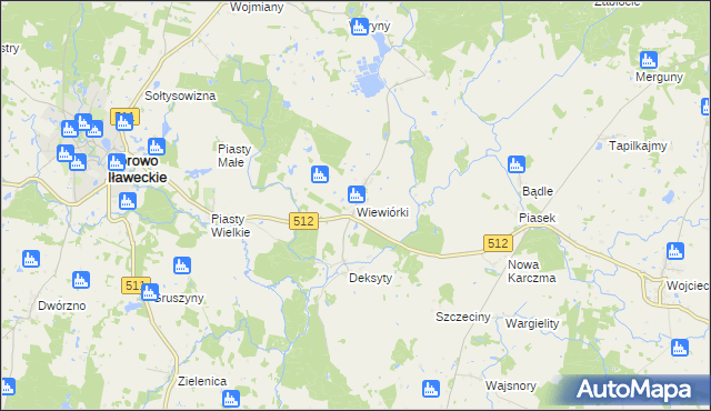 mapa Wiewiórki gmina Górowo Iławeckie, Wiewiórki gmina Górowo Iławeckie na mapie Targeo