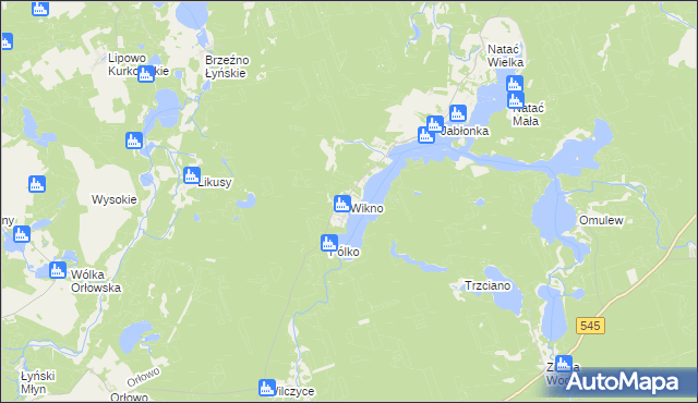 mapa Wikno gmina Nidzica, Wikno gmina Nidzica na mapie Targeo