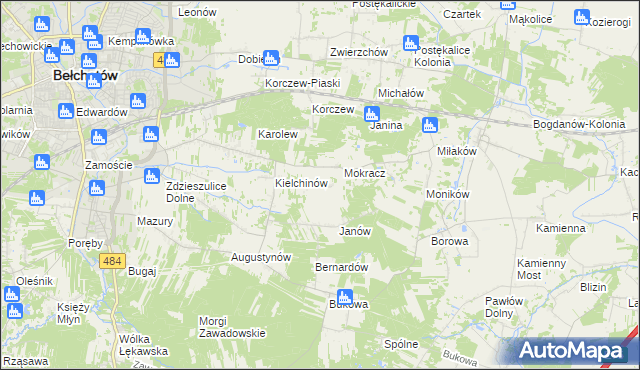 mapa Wiktorów gmina Bełchatów, Wiktorów gmina Bełchatów na mapie Targeo