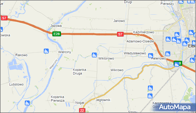 mapa Wiktorowo gmina Gronowo Elbląskie, Wiktorowo gmina Gronowo Elbląskie na mapie Targeo