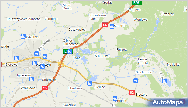 mapa Wiktorowo gmina Kostrzyn, Wiktorowo gmina Kostrzyn na mapie Targeo