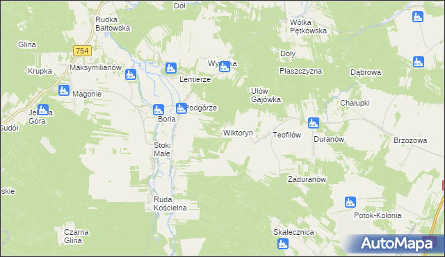 mapa Wiktoryn gmina Ćmielów, Wiktoryn gmina Ćmielów na mapie Targeo