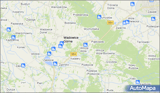 mapa Wilcza Wola gmina Radomyśl Wielki, Wilcza Wola gmina Radomyśl Wielki na mapie Targeo