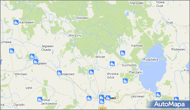 mapa Wilcze gmina Srokowo, Wilcze gmina Srokowo na mapie Targeo