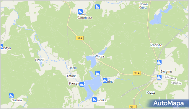 mapa Wilcze gmina Wolsztyn, Wilcze gmina Wolsztyn na mapie Targeo