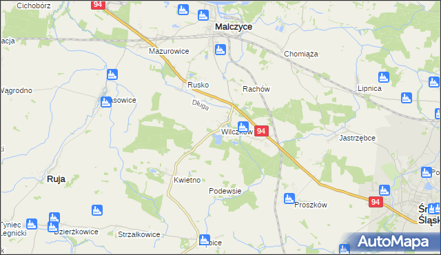 mapa Wilczków gmina Malczyce, Wilczków gmina Malczyce na mapie Targeo