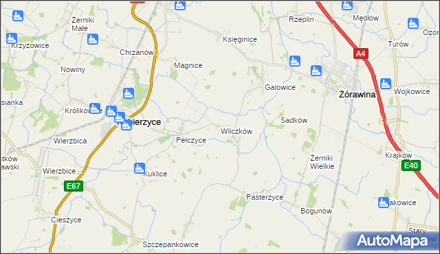 mapa Wilczków gmina Żórawina, Wilczków gmina Żórawina na mapie Targeo