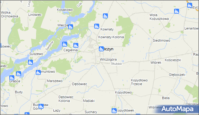 mapa Wilczogóra gmina Wilczyn, Wilczogóra gmina Wilczyn na mapie Targeo