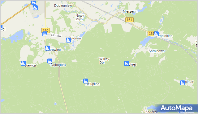 mapa Wilczy Dół, Wilczy Dół na mapie Targeo