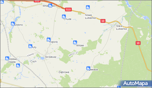 mapa Wildek gmina Szydłowo, Wildek gmina Szydłowo na mapie Targeo