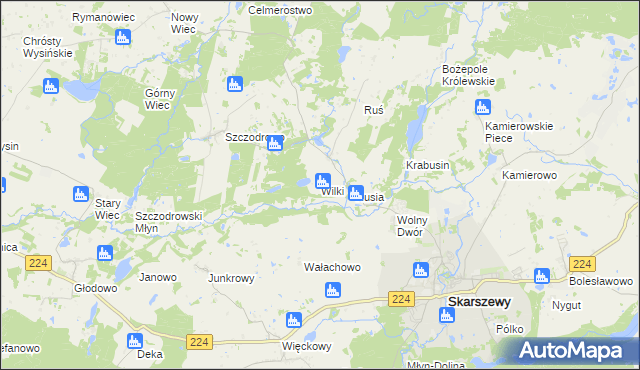 mapa Wilki gmina Skarszewy, Wilki gmina Skarszewy na mapie Targeo