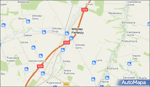 mapa Wilkołaz Górny, Wilkołaz Górny na mapie Targeo