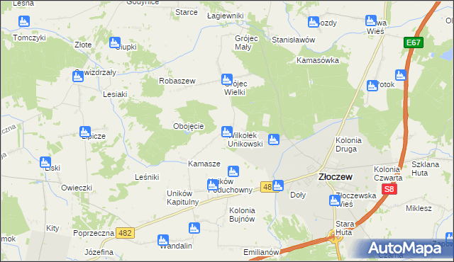 mapa Wilkołek Unikowski, Wilkołek Unikowski na mapie Targeo