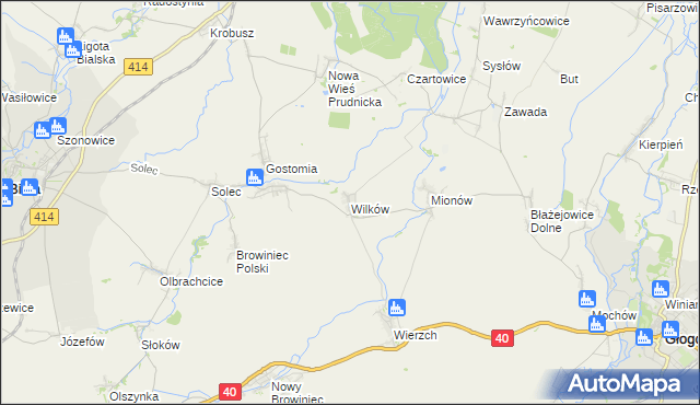 mapa Wilków gmina Biała, Wilków gmina Biała na mapie Targeo