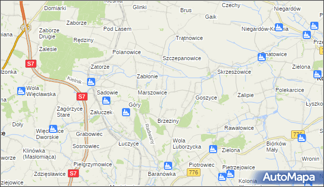 mapa Wilków gmina Kocmyrzów-Luborzyca, Wilków gmina Kocmyrzów-Luborzyca na mapie Targeo