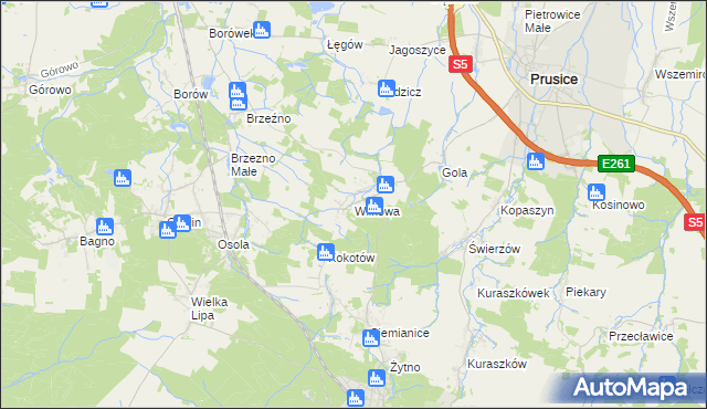 mapa Wilkowa gmina Prusice, Wilkowa gmina Prusice na mapie Targeo
