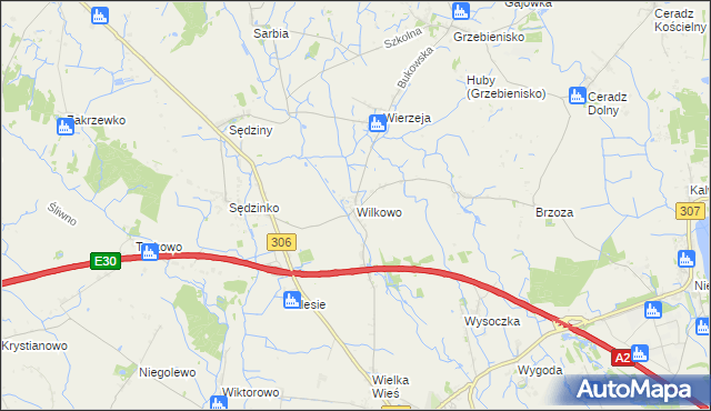 mapa Wilkowo gmina Duszniki, Wilkowo gmina Duszniki na mapie Targeo