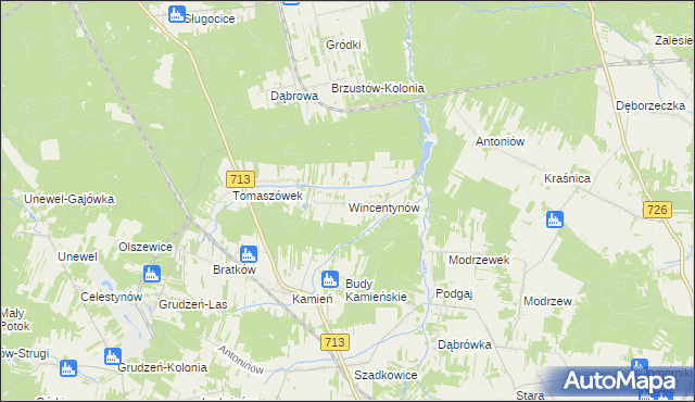 mapa Wincentynów, Wincentynów na mapie Targeo