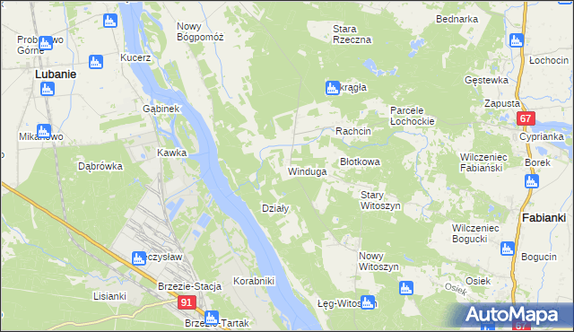 mapa Winduga gmina Bobrowniki, Winduga gmina Bobrowniki na mapie Targeo