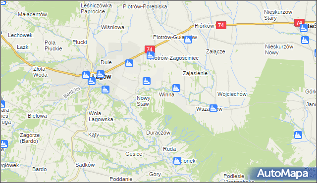 mapa Winna gmina Łagów, Winna gmina Łagów na mapie Targeo