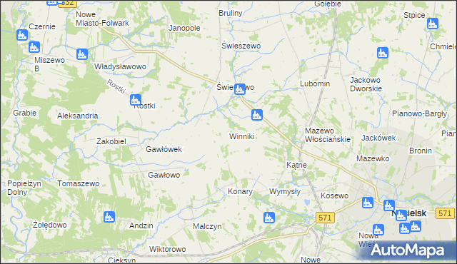 mapa Winniki gmina Nasielsk, Winniki gmina Nasielsk na mapie Targeo