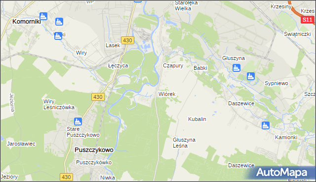 mapa Wiórek, Wiórek na mapie Targeo