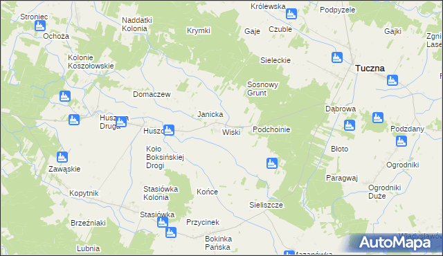 mapa Wiski gmina Tuczna, Wiski gmina Tuczna na mapie Targeo