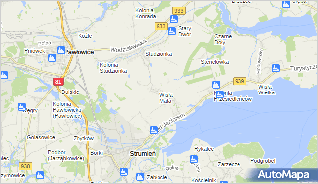 mapa Wisła Mała, Wisła Mała na mapie Targeo