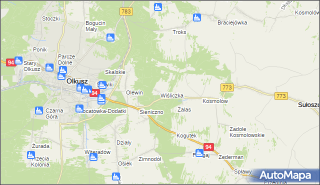 mapa Wiśliczka, Wiśliczka na mapie Targeo