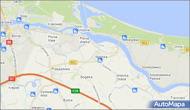 mapa Wiślinka, Wiślinka na mapie Targeo