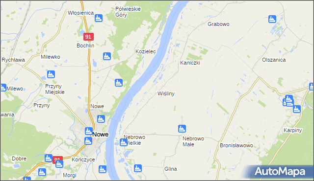 mapa Wiśliny, Wiśliny na mapie Targeo